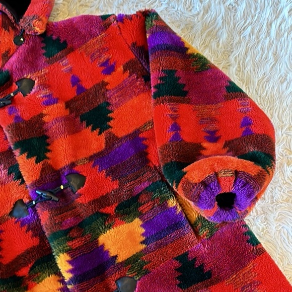 Vintage Monterey Fashions fleece faux fur Aztec southwest coat. Medium - Picture 3 of 12